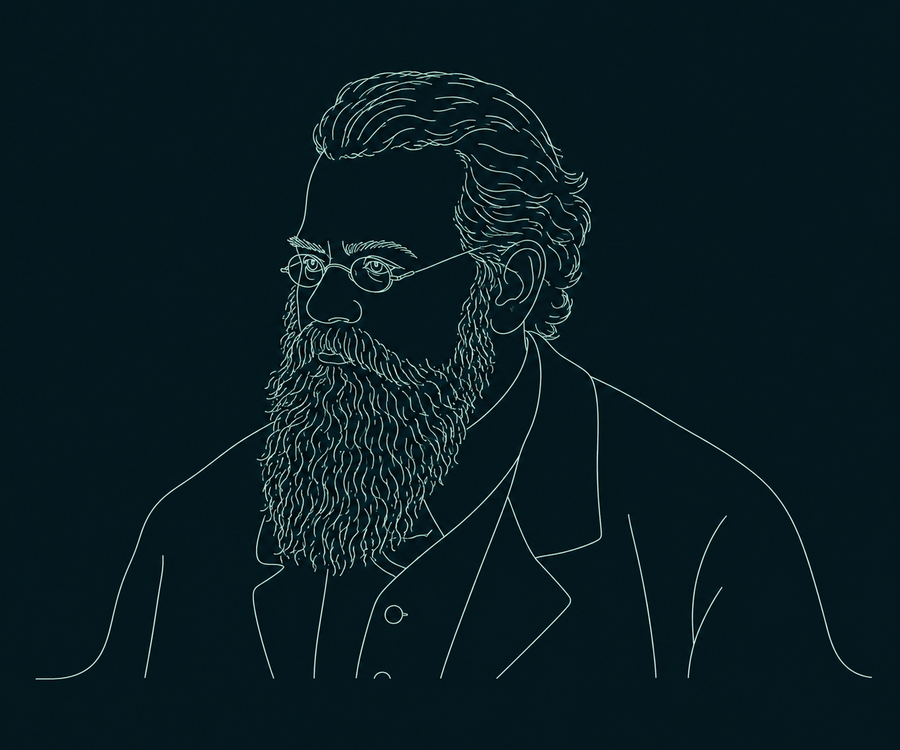 Line drawing of Ludwig Boltzmann