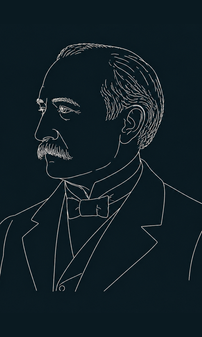 Line portrait of Diederik Korteweg